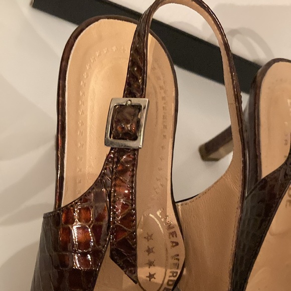 Vintage Italian Bronze Leather Slingback Linea Verde Shoes, Sz 5 - Picture 7 of 8